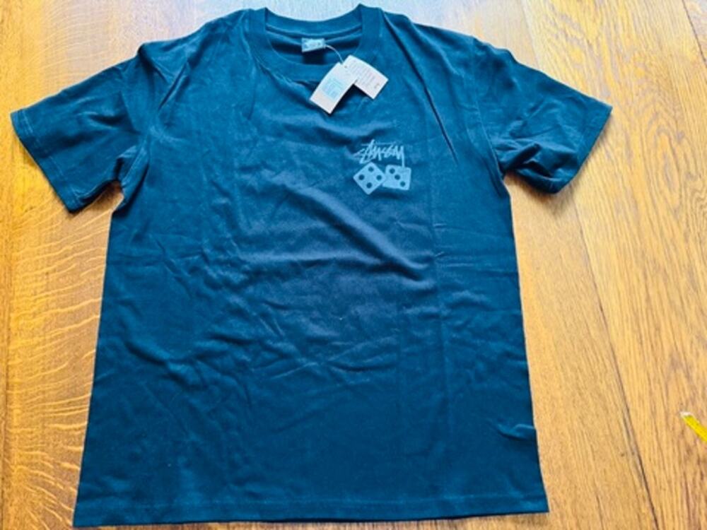 NWT Stussy Dice Pigment Dyed Tee MEDIUM in Black